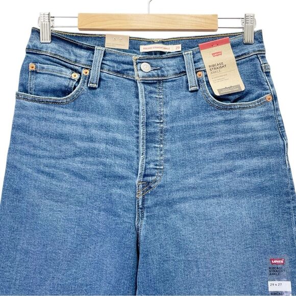 NWT Levi’s Ribcage Straight Jeans Size 29 | 8 in Summer Slide Ankle Medium Wash - Picture 5 of 16
